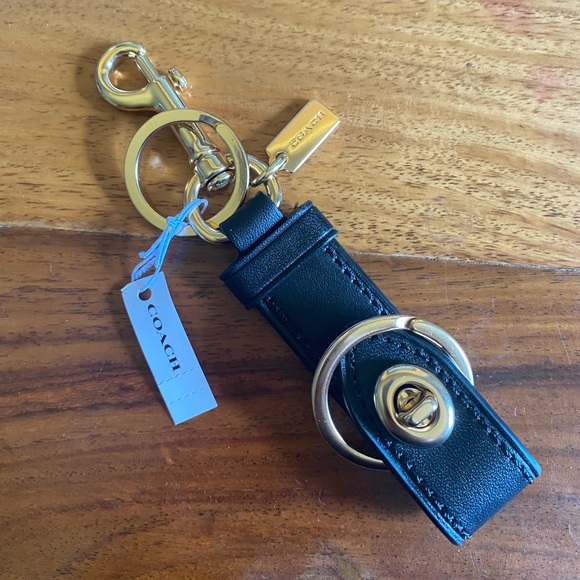 Coach Accessories - Coach Trigger Snap Bag Charm Key Fob Black  Gold NWT